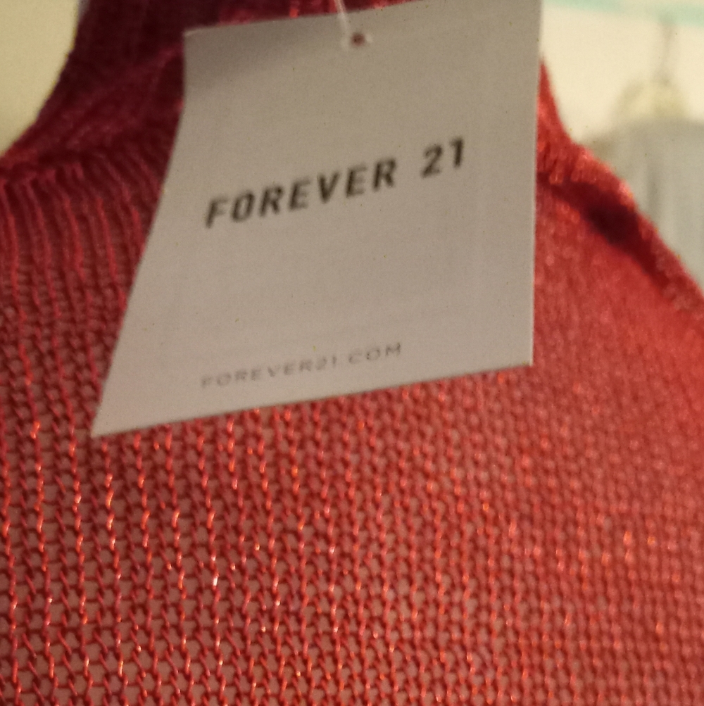 New,tag,red sheer glitter mesh metallic turtleneck l/s sweater top size medium. - Picture 4 of 14
